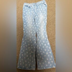 Old Navy girls  Light Wash Floral Print Flare Jeans